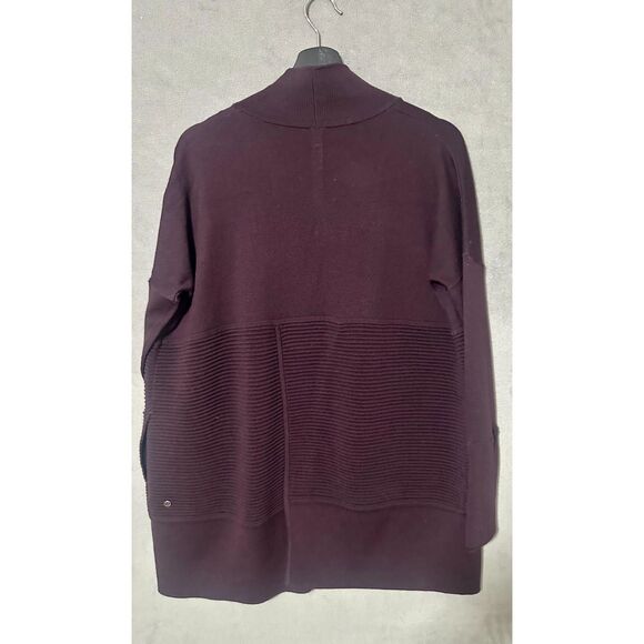 Lululemon Sit In Lotus Wrap II Cassis Merino Wool Cardigan EUC pockets 6 plum - Picture 6 of 8